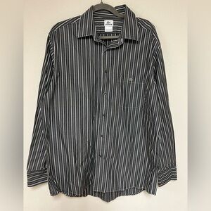 Lacoste Button Down Shirt Classic Fit Mens 44 White Striped Long Sleeve